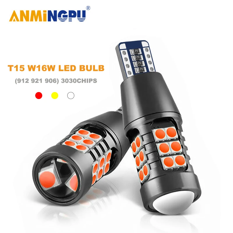 

ANMINGPU 2x Signal Lamp Led T15 Canbus 921 912 Bulb 3030SMD W16W Led Bulb Super Bright Backup Light Reserve Lights Tail Lamp 12V