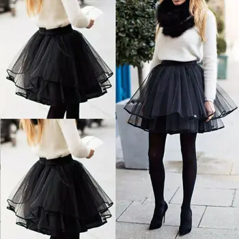 

Women Tulle Skirt Layers Rockabilly Tutu Petticoat Ball Gown Vintage Midi Pleated Skirts Lolita Bridesmaid Wedding