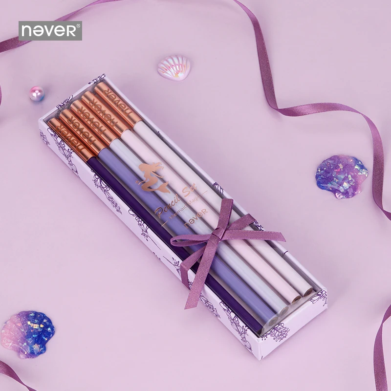 Набор карандашей Never Mermaid серии 5 шт./компл. креативные Роскошные фиолетовые рождественские карандаши Подарочный приз для школьников