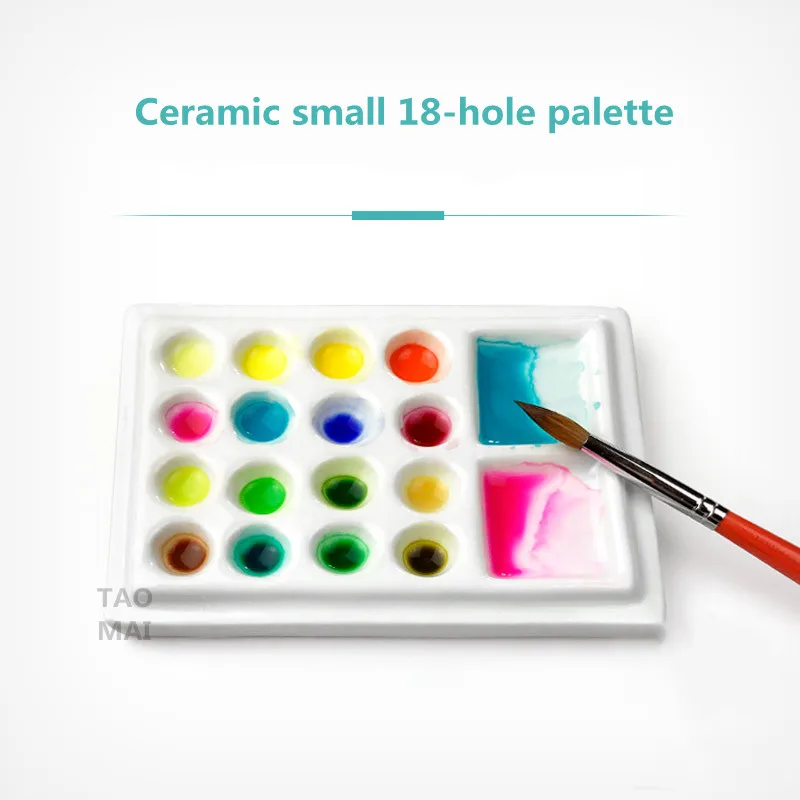 Watercolor Palette Ceramic Watercolor Palette Rectangular 28-hole/18-hole Palette Paint Plate Watercolor Gouache Paint Plate Painting Art Supplies