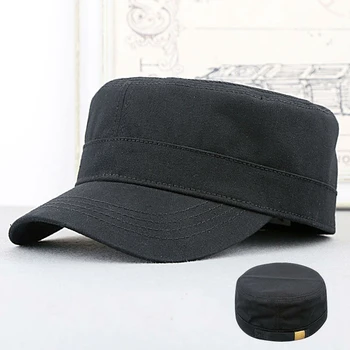 

Back Full Closed Army Flat Caps Men and Women Cotton Military Hat Big Bone Plus Size Fitted Baseball Hats 58cm 60cm