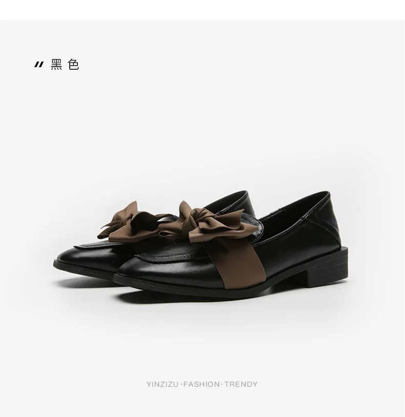 Для женщин кожа обувь прекрасная Bowknot с квадратным носком на низком каблуке 2,5 см однотонные Цвет с большим бантом; женская повседневная обувь для использования вне помещения; большие размеры 35-40