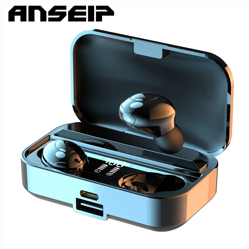 ANSEIP TWS Wireless Bluetooth Headphone HD Mic LED display 5.0 Earphone With 1500mAh Charging Box Stereo Earbud Headset | Электроника