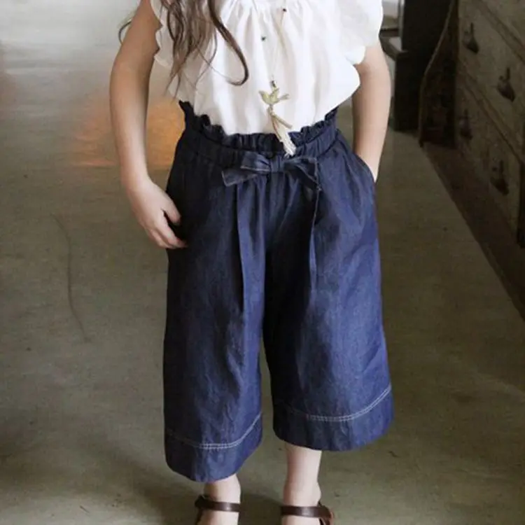 New Style Girls Thin Jeans Autumn Clothing Korean-style Mercerized Jeans Loose Pants Versitile Fashion Capri Culottes