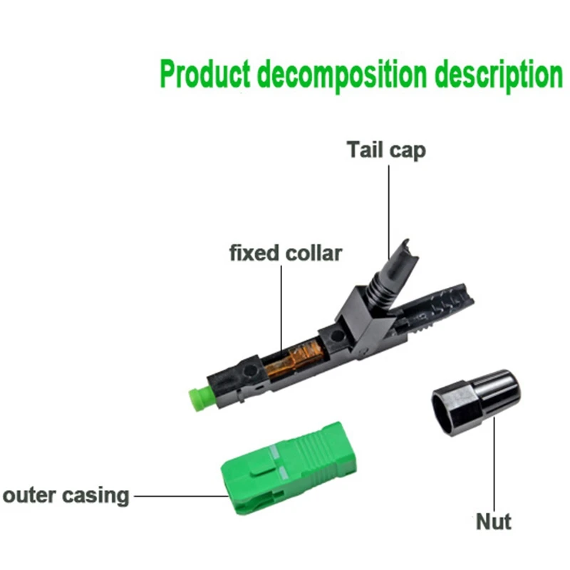 

200 PCS FTTH SC APC Single-Mode Fiber Optic SC APC Quick Connector SC APC FTTH Fiber Optic Fast Connector