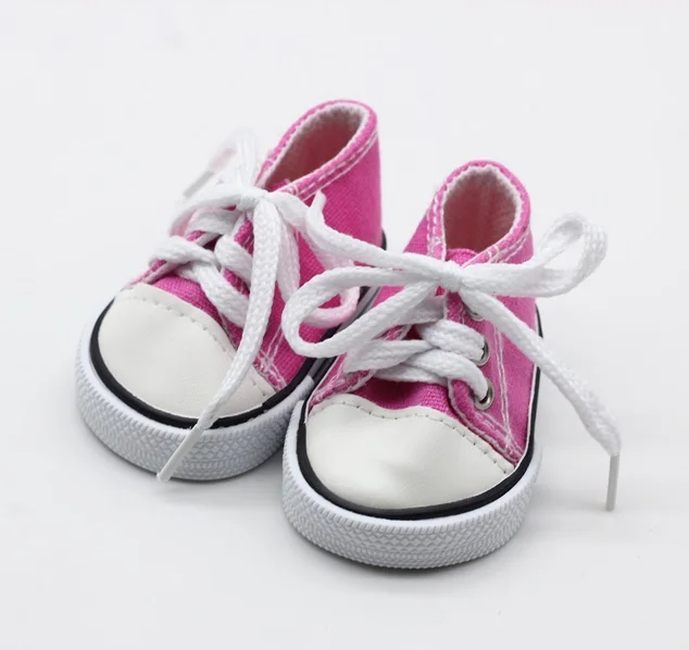 7cm Mini Doll Sneackers for 43CM Baby Doll Sport Shoes for 18 inch doll Boots Accessories toys - Цвет: rose
