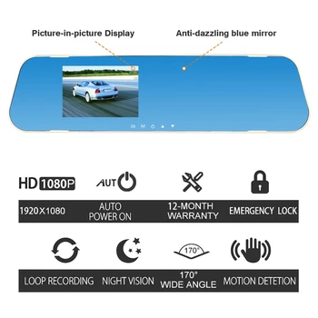 

Hot 3.8 ''HD 1080P Car Camera Rearview Mirror Double Lens Video Recorder Dash Cam Wide Angle Car mini Driving Recorder