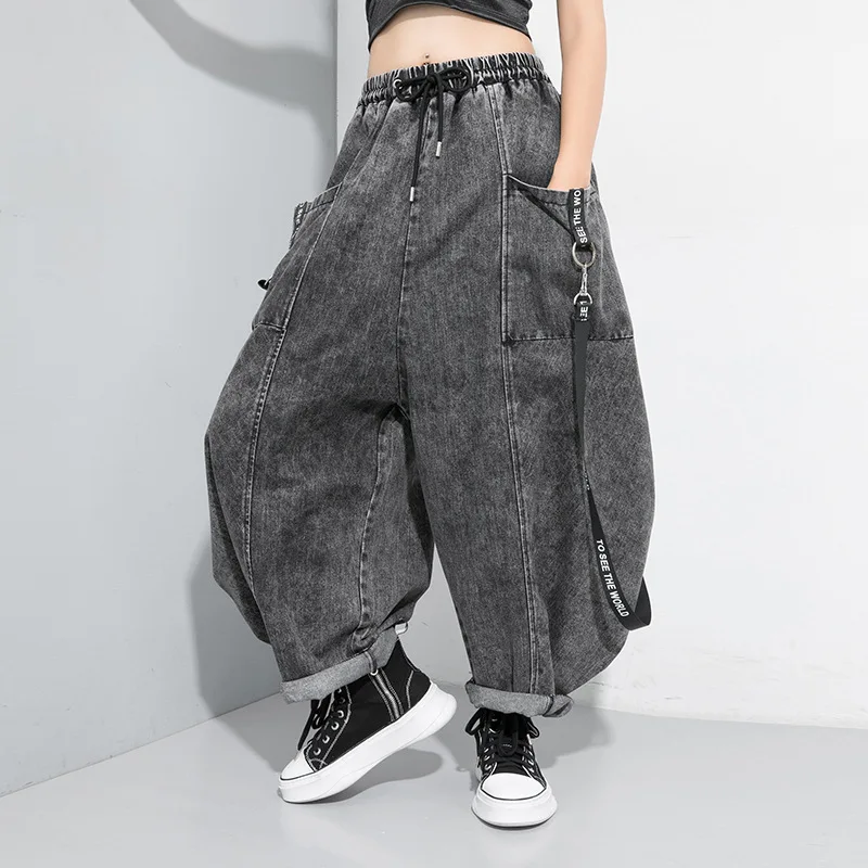 Wide Leg Jeans Female Black Big Size 