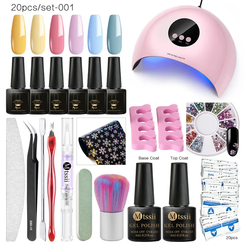 Mtssii Gel Polish Nail Art Manicure Tools Kit Uv Led Lamp Dryer Color Diy Varnish Set | Красота и здоровье