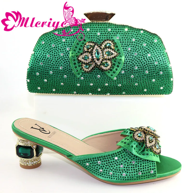 

Latest Design Italian Shoes with Matching Bags Set Decorated with Rhinestone African Shoes for Women MIN Heels Party Pumps