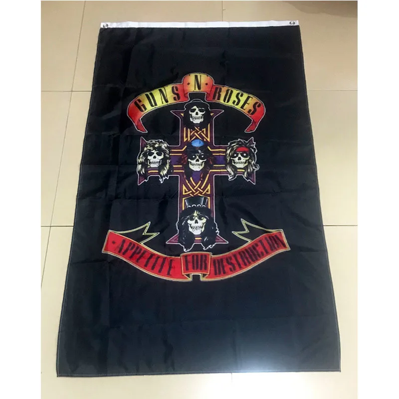 

American Guns N' Roses Hard Rock Band Flag 3ft*5ft (90*150cm) Size Christmas Decorations for Home Flag Banner Gifts