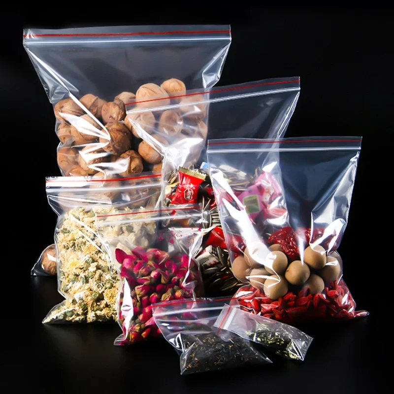 100/300/500Pcs/pack Resealable Plastic Zip Lock Bags Clear Poly Zip lock Bag Food Storage Reclosable Vacuum Fresh Organize Bag