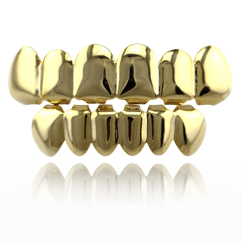 Grillz Топ и низ грили вечерние стоматологические Лидер продаж золотые зубы косплей ювелирные изделия зуб Рэппер панк 1 шт. зубы шапки хип хоп