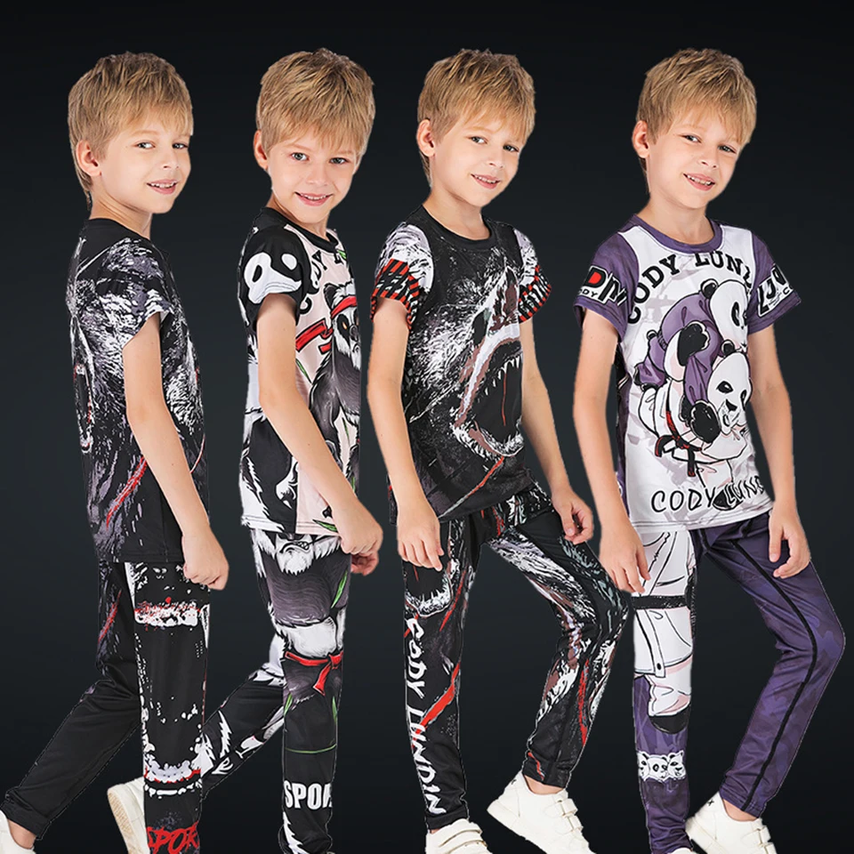 Online Boxing MMA Rashguard Jiu Jusit conjuntos para niños MMA camisetas + Pantalones de manga corta Muay Tait Chico s Sportsuits Gym bjj. Boosterblog.