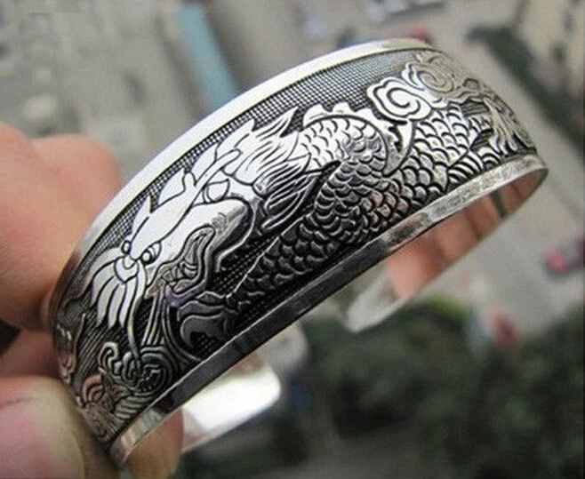 912+++Wonderful Tibet silver dragon cuff bracelet | Украшения и аксессуары