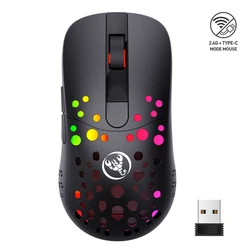 High end t100 rgb macro definição com fio e sem fio duplo modo mouse 10 tipos rgb interruptor de modo de iluminação fazer o design oco