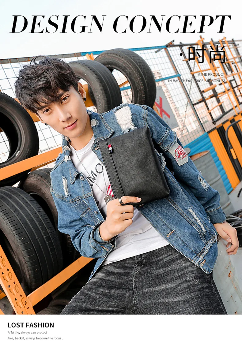 

2019 new men's hand bag casual hand clutch envelope Korean handbag small