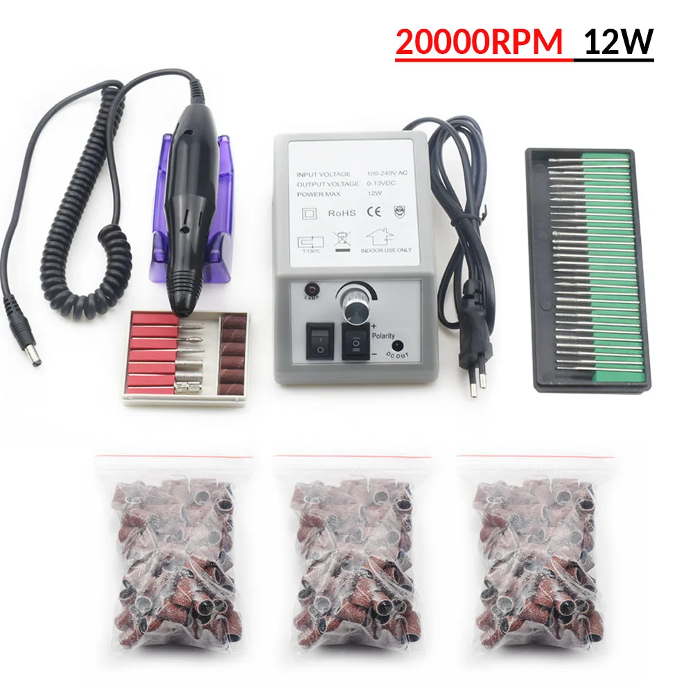 20000RPM SET 35000 об/мин дрель для ногтей маникюрная машина для ногтей оборудование для маникюра, педикюра электрические пилочки для ногтей сверло для полировки наборы инструментов - Цвет: 20000RPM SET
