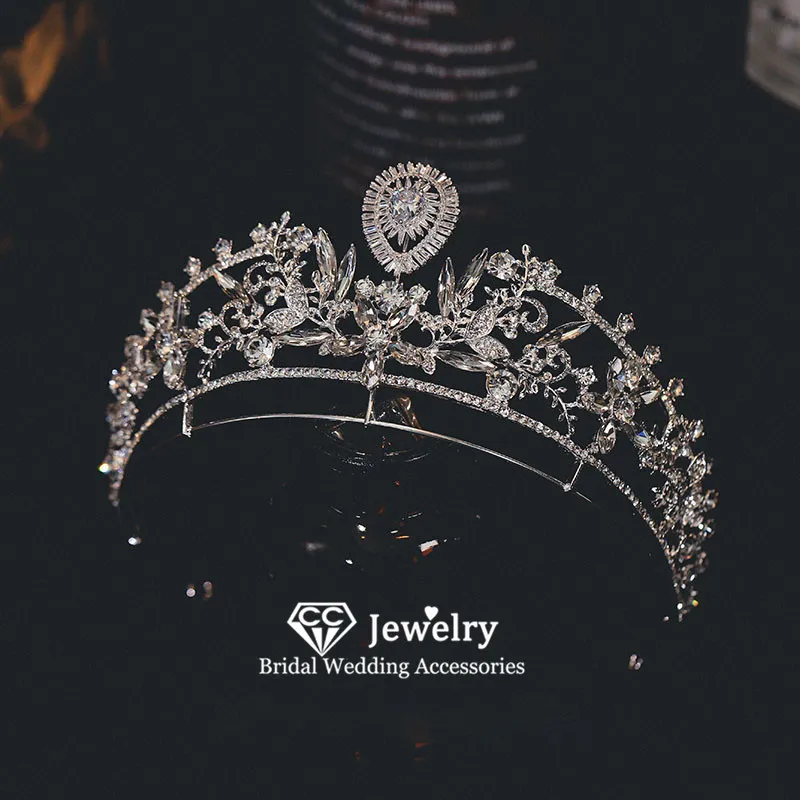 

CC Leaf Shape Diadems Women Hairbands Wedding Accessories Bridal Headdress Engagement Hair Ornaments 100% Handmade Tiaras AN198