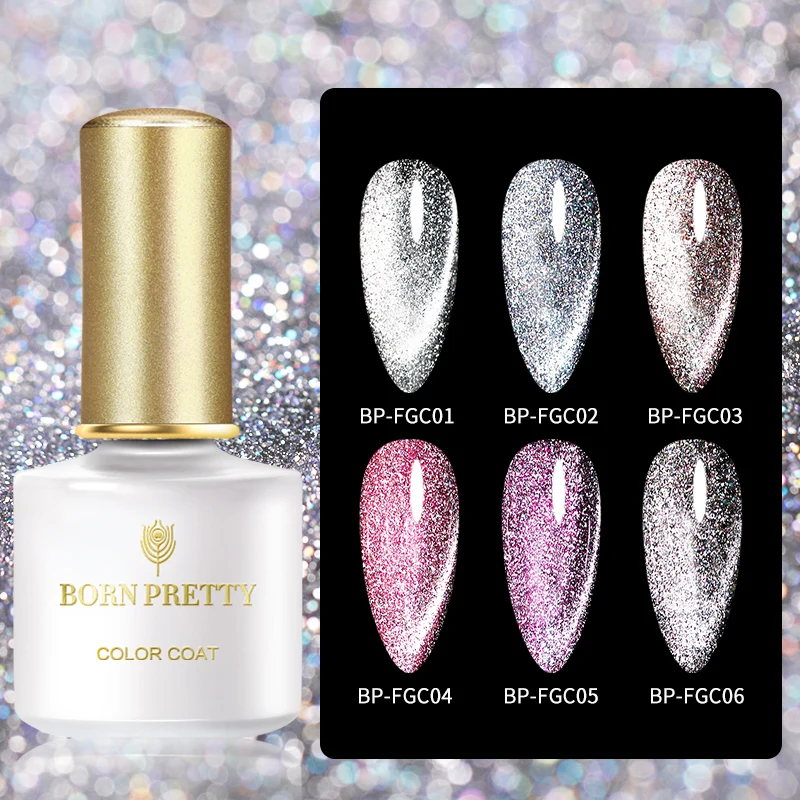 BORN PRETTY-Gel magnético reflectante para gatos, efecto holográfico, brillo, barniz de Gel UV, 1 botella, 6 colores a elegir