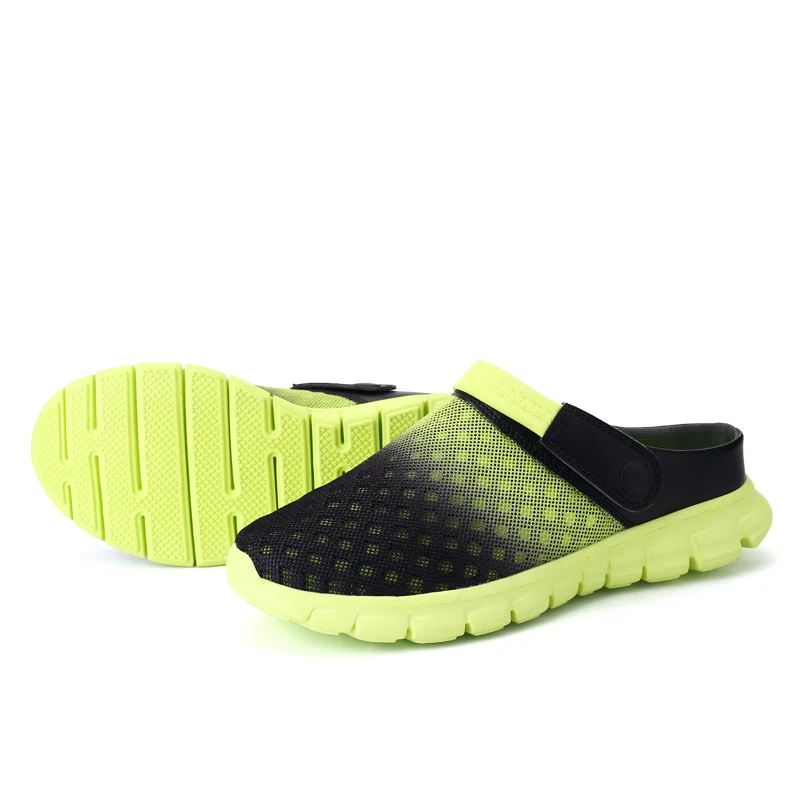 New Men Women Summer Sandals Mesh Breathable Padded Beach Flip Flops Shoes Solid Flat Bath Home Outdoor Slippers