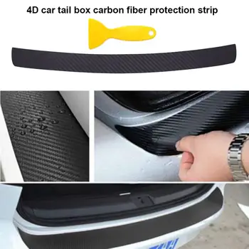 

4D Black Carbon Fiber Auto Rear Trunk Tail Lip Protect Anti Scratch Stickers C44