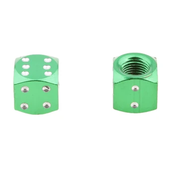 

4x Aluminum Dice Valve Caps Cover Universal For Car Bike Motorcycle Green