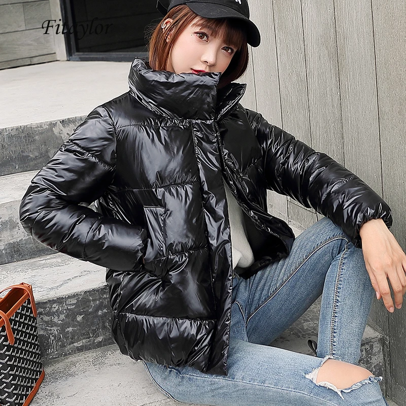 Fitaylor/зимняя женская Свободная одежда с воротником стойкой на молнии хлопковая