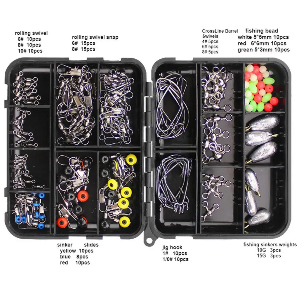 160/187pcs Fishing Accessories Kit Jig Hooks Fishing  Equipment Accessories Set for Freshwater Saltwater with Tackle Box