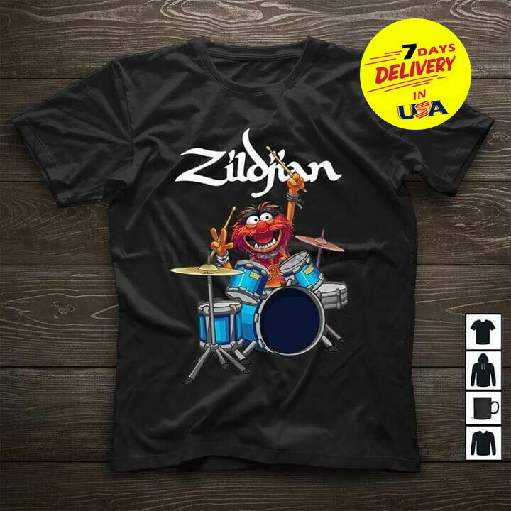 The Muppet Show Zildjian барабаны хлопковая Футболка мужская черная все размеры | Мужская