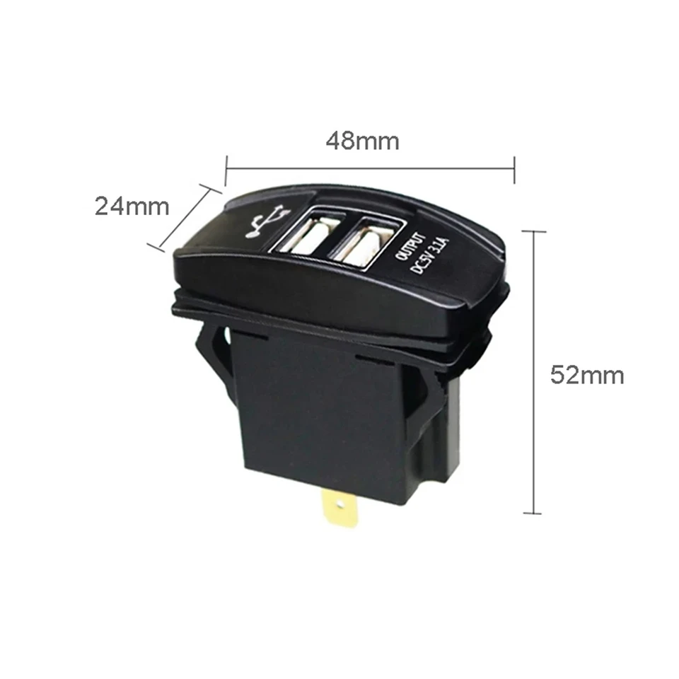 Caricabatteria Per Auto USB DC 12V-24V, Caricabatteria Per Auto USB Doppio LED Interruttori a Bilanciere Carling ARB Blu 5V 3.1a Accessori Per Interni Auto
