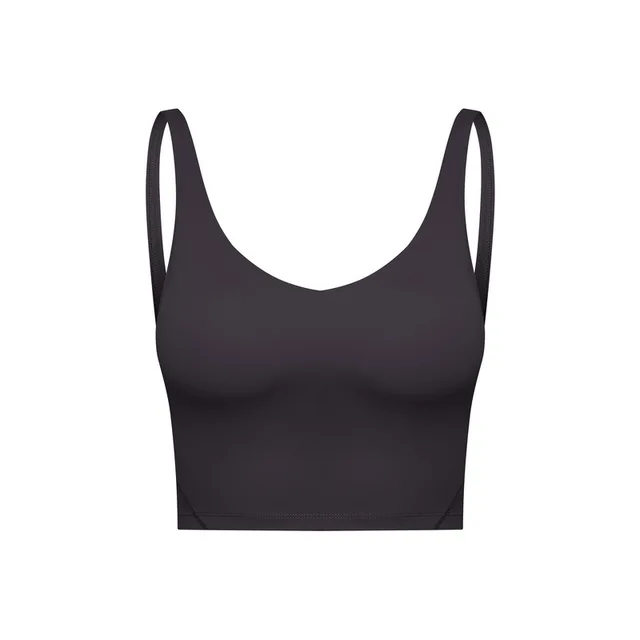 Lulu Fitness Tank Top Women Sports Support Sexy Tight Gym Yoga Vest Buttery Soft Weightless With Removable Chest Pad Custom Logo Dark iron gray