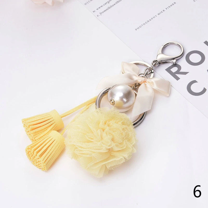 6 Yellow Модные женские вечные Цветы брелок для ключей с кисточкой брелоки для автомобильных сумок аксессуары Подвески брелок ювелирные аксессуары - Цвет: 6 Yellow