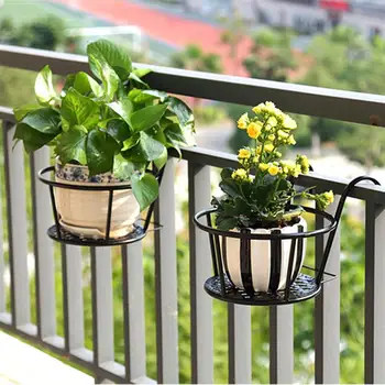 

Potted Plant Metal Rack Balcony Flower Rack European Style Iron Flower Pot Holder Hanging Window Green Planting Basin Shelf
