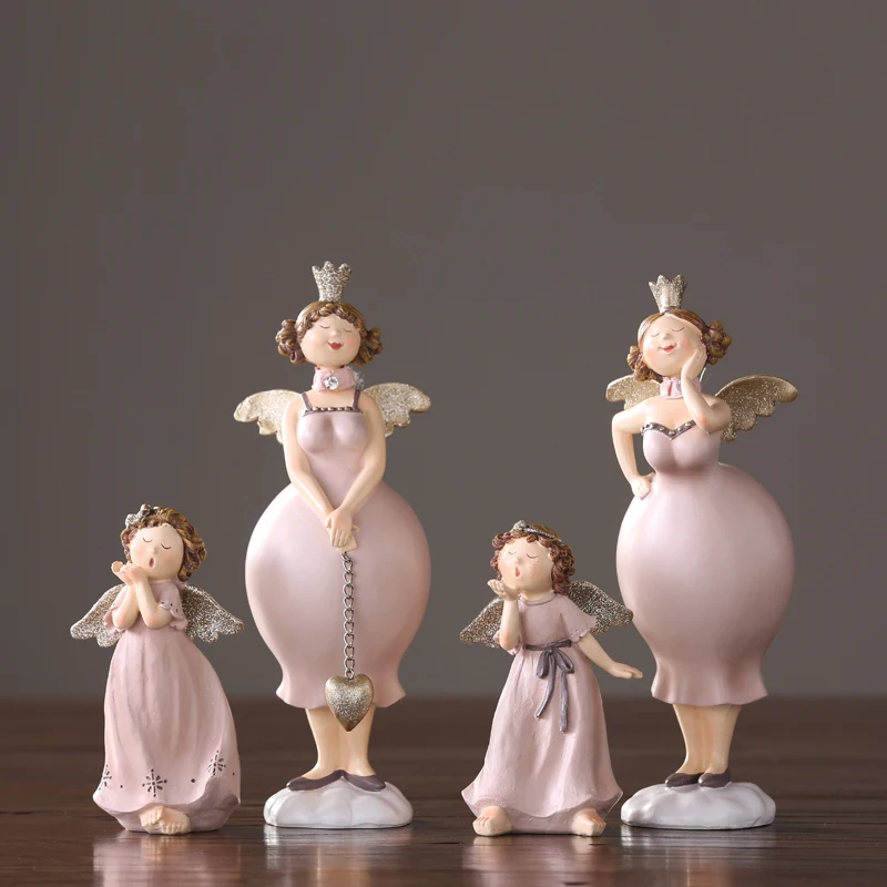 Скандинавские Ins розовые украшения в виде ангела из смолы для девочек креативные домашние детские фигурки украшение для гостиной подарок на день рождения