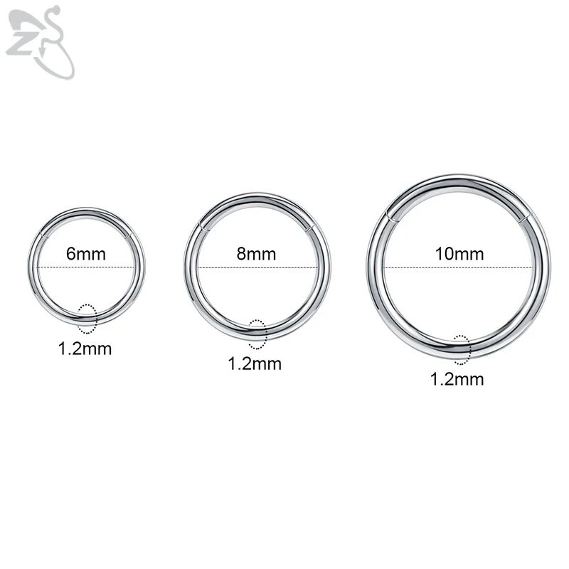 ZS 16G G23 Titanium Nose Septum Rings Shiny Zirconia Septum Nose Piercing for Women Men Helix Cartilage Earring Piercing Jewelry