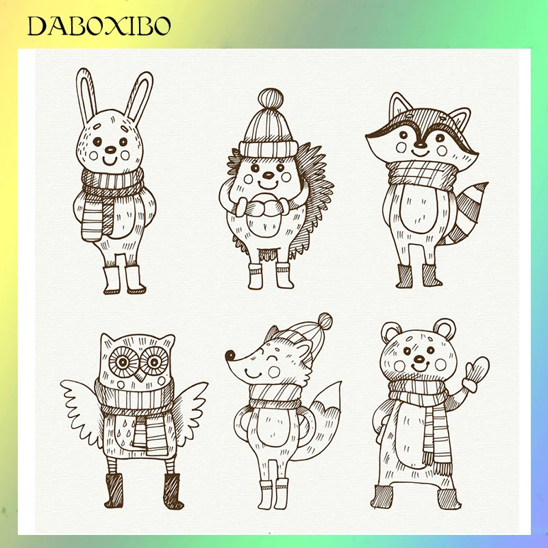 DABOXIBO шарфы животные прозрачные штампы для DIY скрапбукинга/открыток/фотоальбом