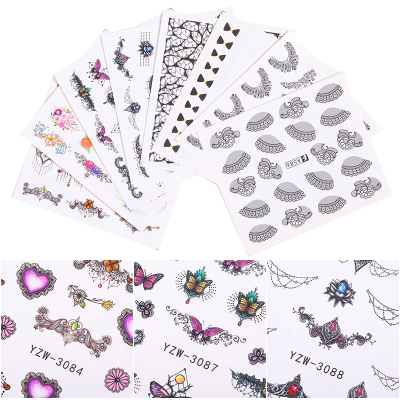 

1 Sheet Simple Stripe Necklace Nail Sticke Pattern Water Decals Nail Art Transfer Stickers Manicure Nail Art Decoration