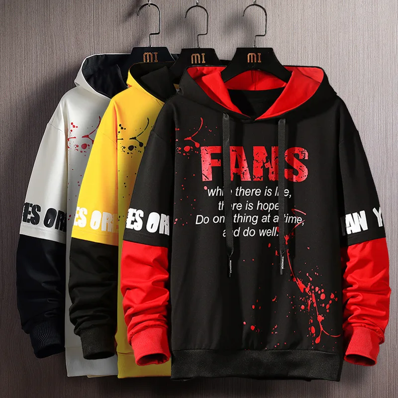 Japan Casual O-Neck 2020 Spring Autumn Black White Patchwork Hoodie Sweatshirt Men'S Thick Fleece Hip Hop Streetwear Clothes Japan Casual O-Neck 2020 Spring Autumn Black White Patchwork Hoodie Sweatshirt Men'S Thick Fleece Hip Hop Streetwear Clothes