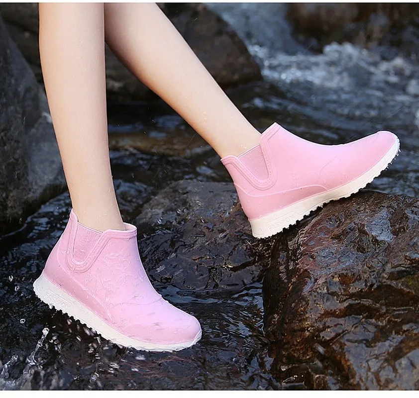 

Rain Boots Women's Anti-skid Water Shoes Ankle Boot Woman Wellies Parent Leisure Waterproof Shoes Student Rubber Boots M4-67