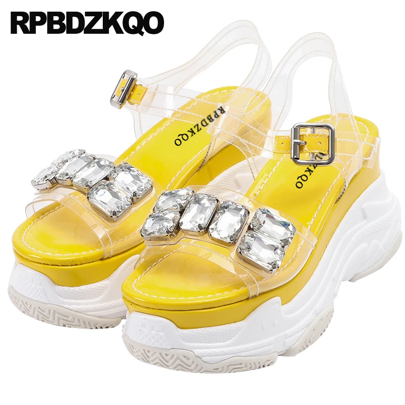 yellow rhinestone sandals