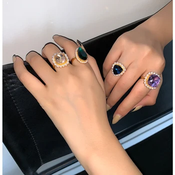 

Glam Stone Cut Faux Pearl Stackable Rings Women Jewelry Designer Club Cocktail Party Gown Amazing Gift Trendy Boho Korean Japan