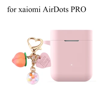 

For Xiaomi Mi True /Air Lite / AirDots Pro Case Cute peach Love heart Keyring Silicone Earphones case for Xiaomi Air 1 Cover