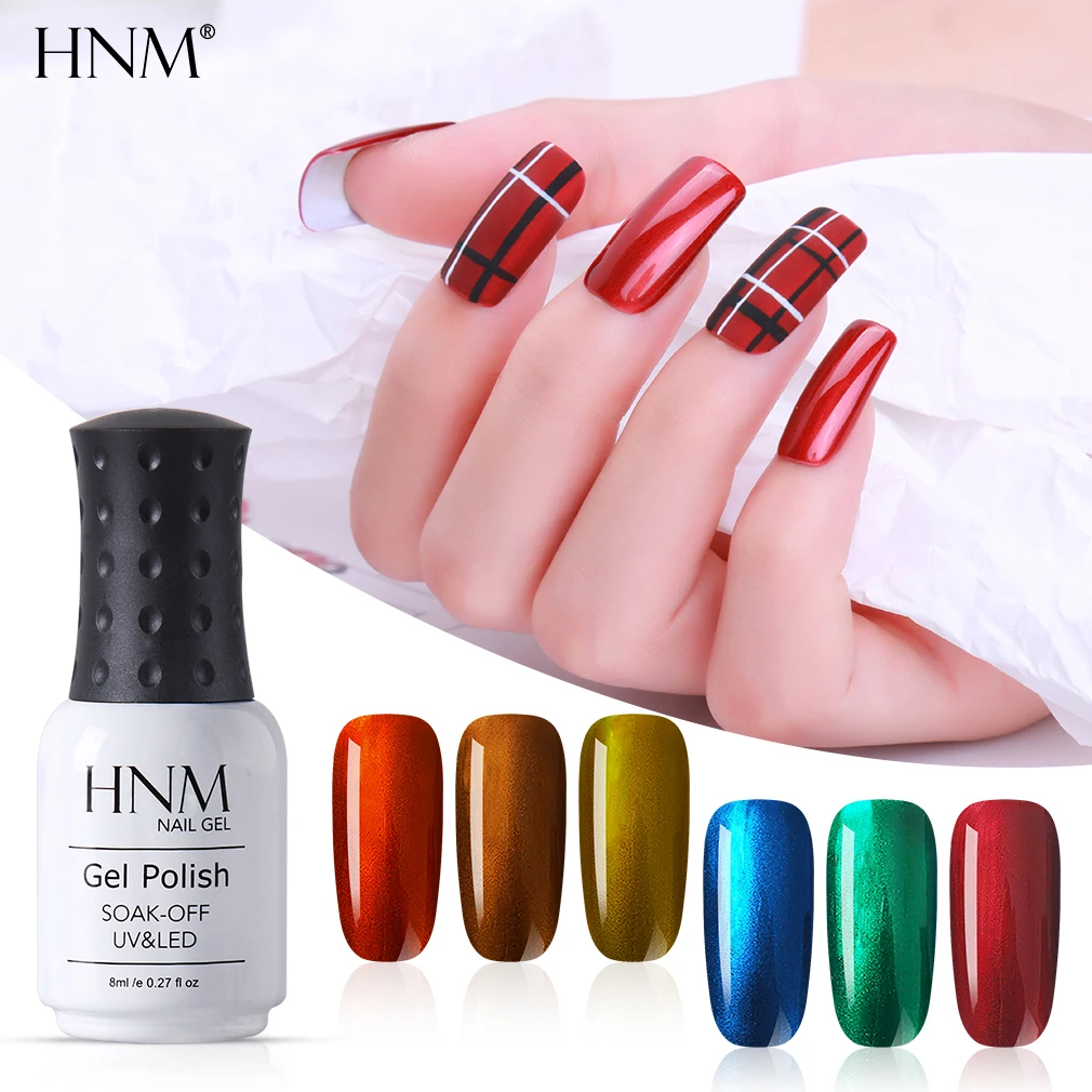 

HNM Newest Metallic 8ml Gel Nail Polish DIY Narl Art Soak Off Hybrid Varnish UV LED Semi Permanent Paint Lucky Lacquer Enamel