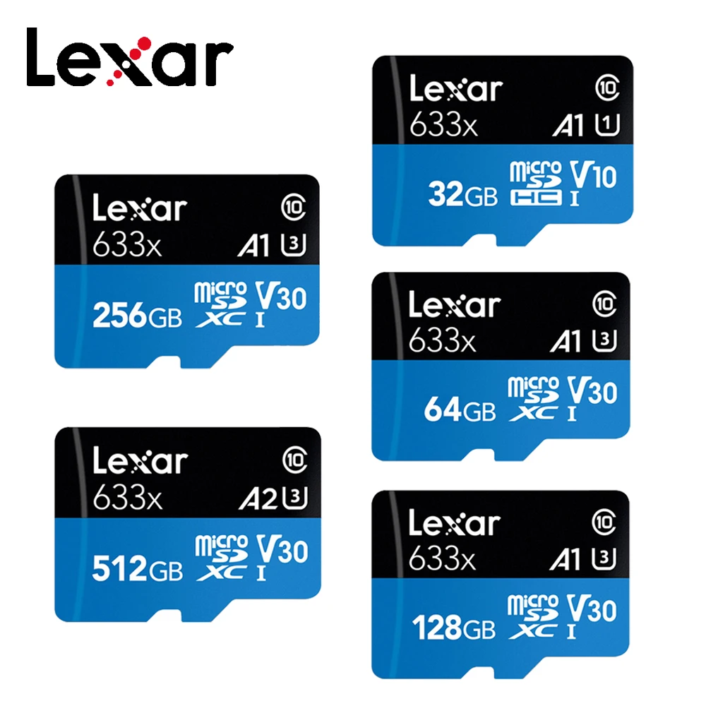 Карта памяти Lexar 633X 512 ГБ 256 128 Гб 64 SDXC Micro sd карта 32 SDHC 95M-100 м/с TF-картой для