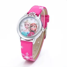 JOYROX Princess Elsa Pattern Girls Watch Cartoon Spiderman Boys Watches Leather Strap Wristwatch Kids Clock reloj de mujer