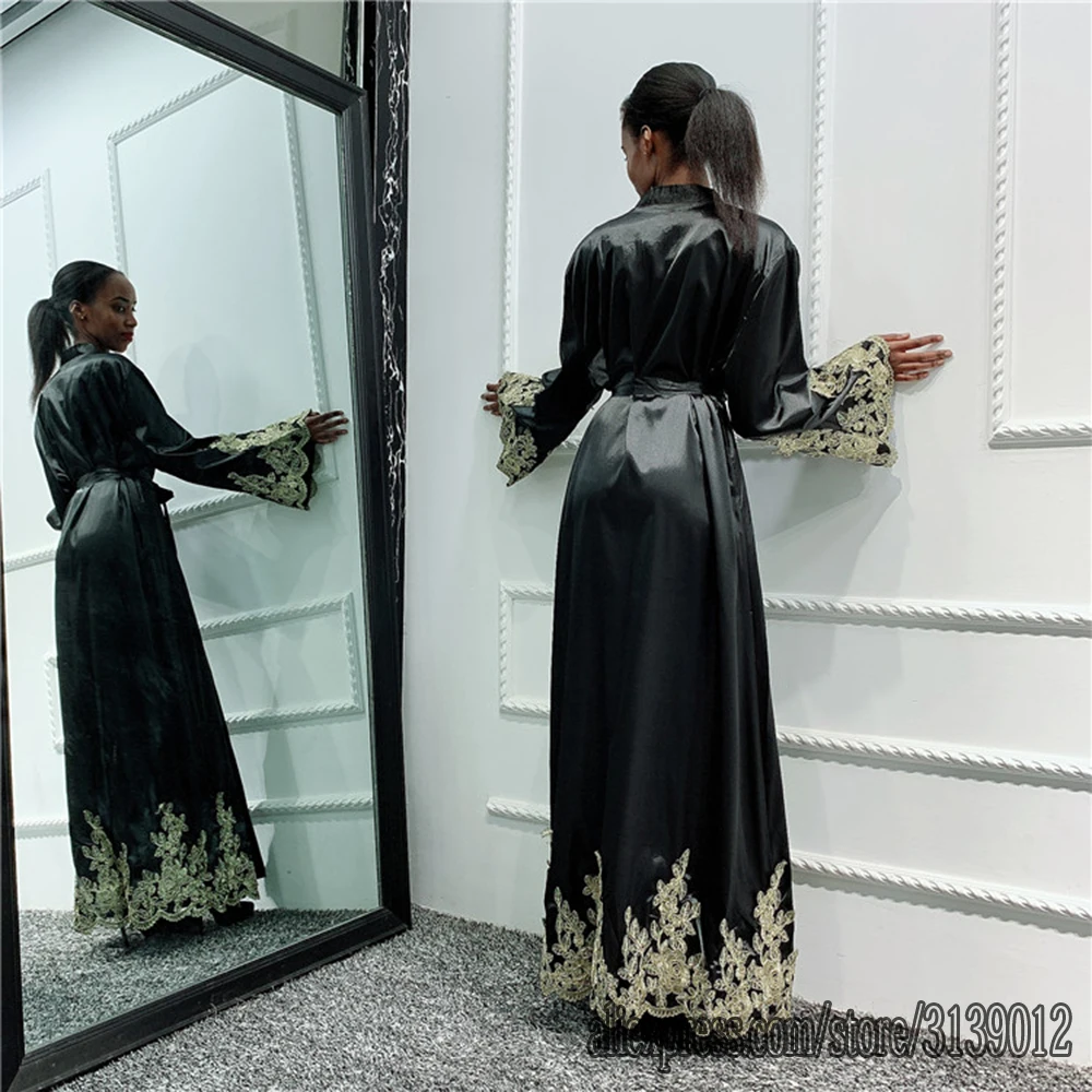 Черный абайя кимоно кардиган хиджаб мусульманское платье для женщин Саудовская турецкая исламская одежда Африканский кафтан Дубайский кафтан Пакистан Рамадан