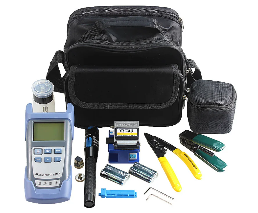 

6 In 1 Fiber Optic FTTH Tool Kit Optical Fiber Fiber Cleaver FC-6S Miller's Plier Stripper Optical Power Meter 1mW VFL 1mW 5KM