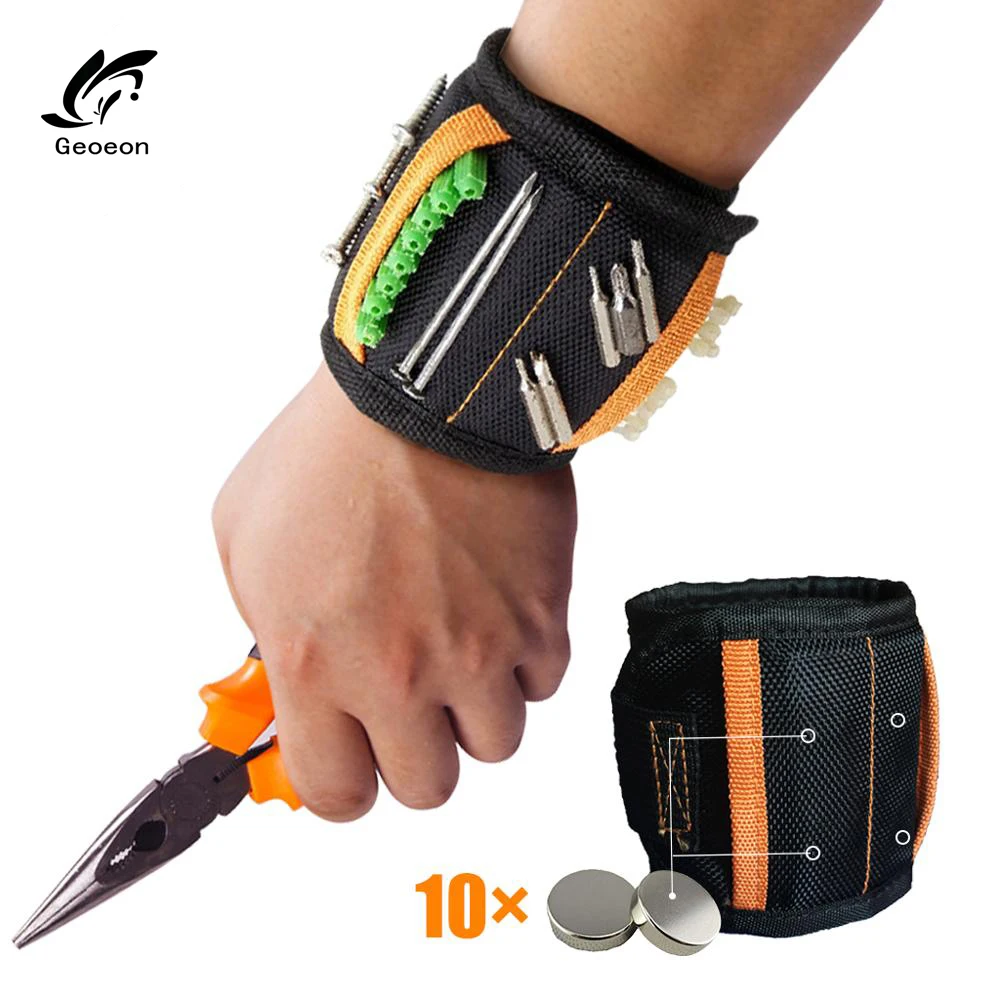 Geoeon-pulsera magnética multifunción de tela Oxford, bolsa de herramientas portátil, herramienta de muñeca para electricista, varias herramientas de fijación, D35