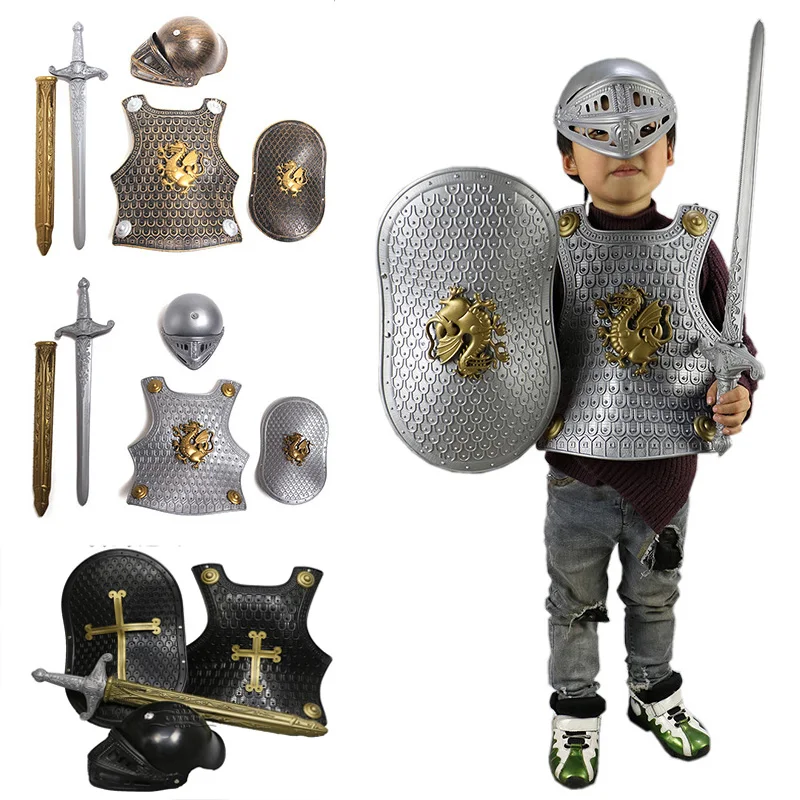 Knight Suits for Kids Ancient Roman Armor Suit Spartan Samurai Suit Knight Crusador Full Suit of Cosplay Costume 